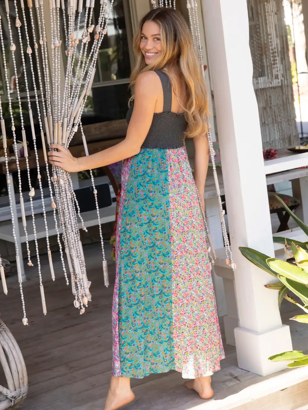 Valentina Maxi Dress - Turquoise Purple Floral Mix