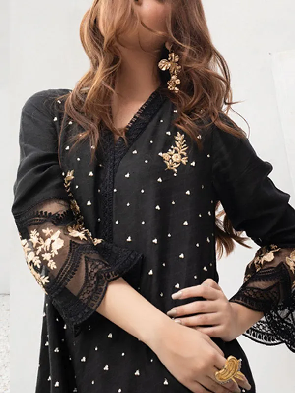 Embroidered Chiffon Patchwork Simple Ladies Suit