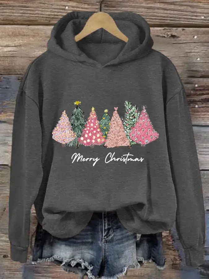 Women's  Merry Christmas! Christmas Tree Casual Hoodie