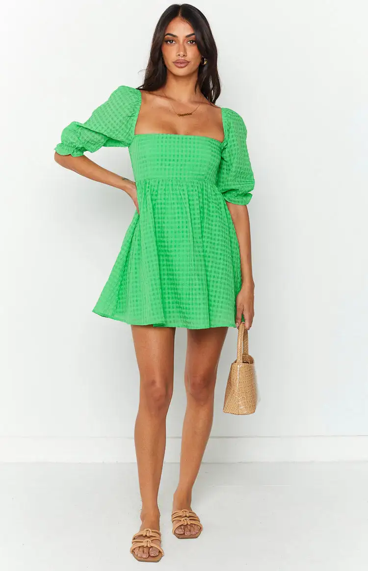 Rubi Green Babydoll Mini Dress