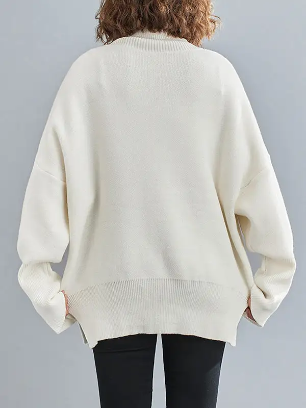 Original Solid High-Neck Knitting Sweater