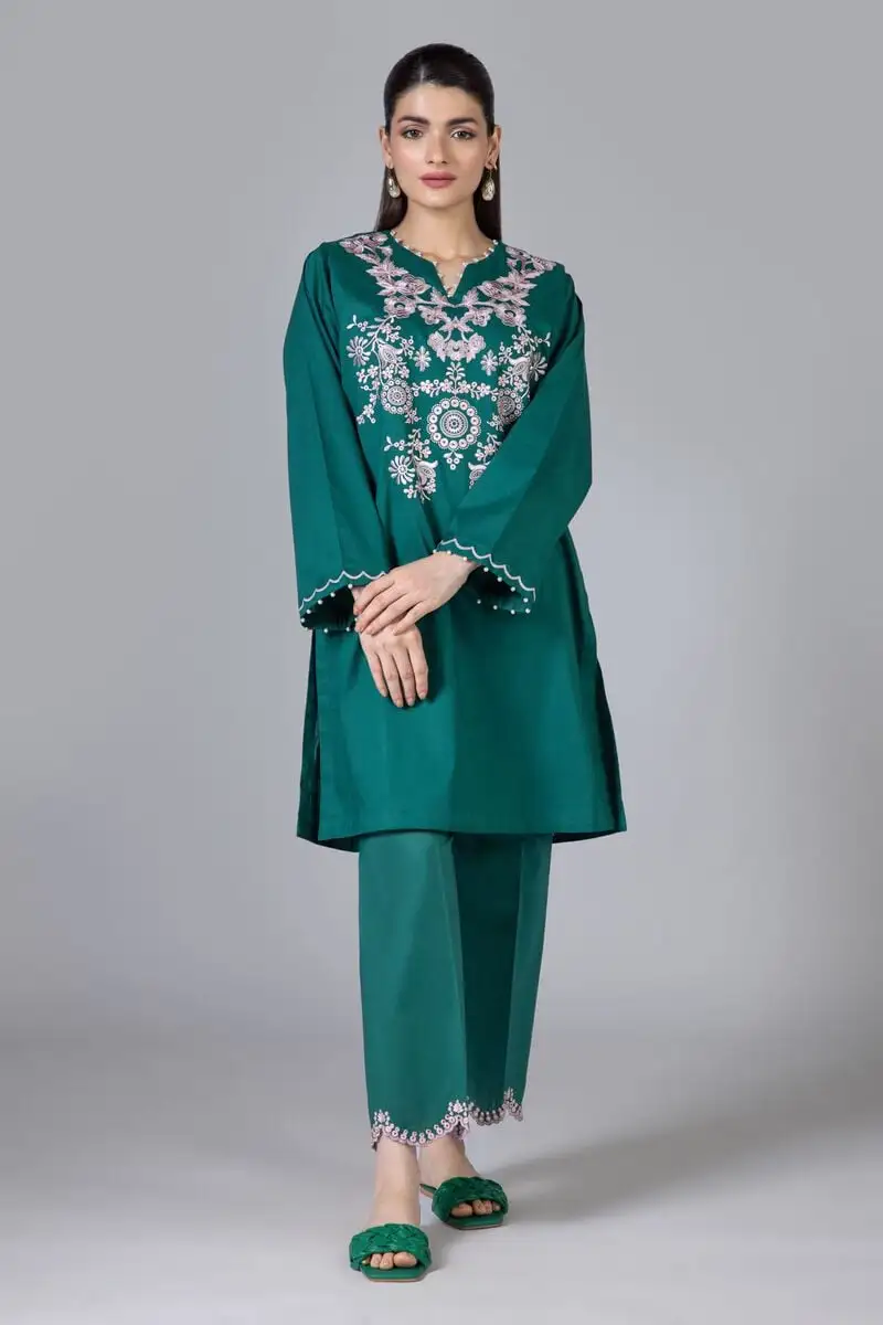 2 Piece | Kurta & Pants | Color  Dark green