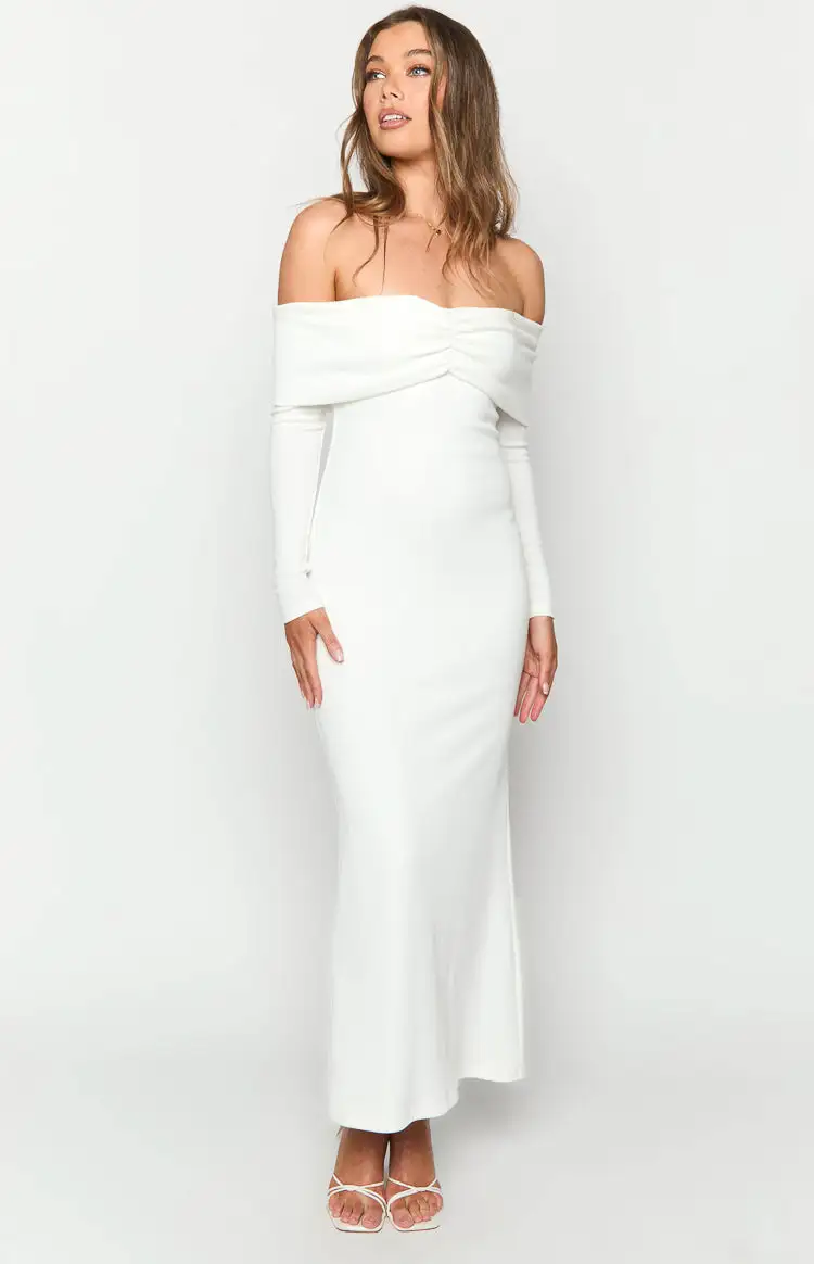 Tuesday White Long Sleeve Maxi Dress