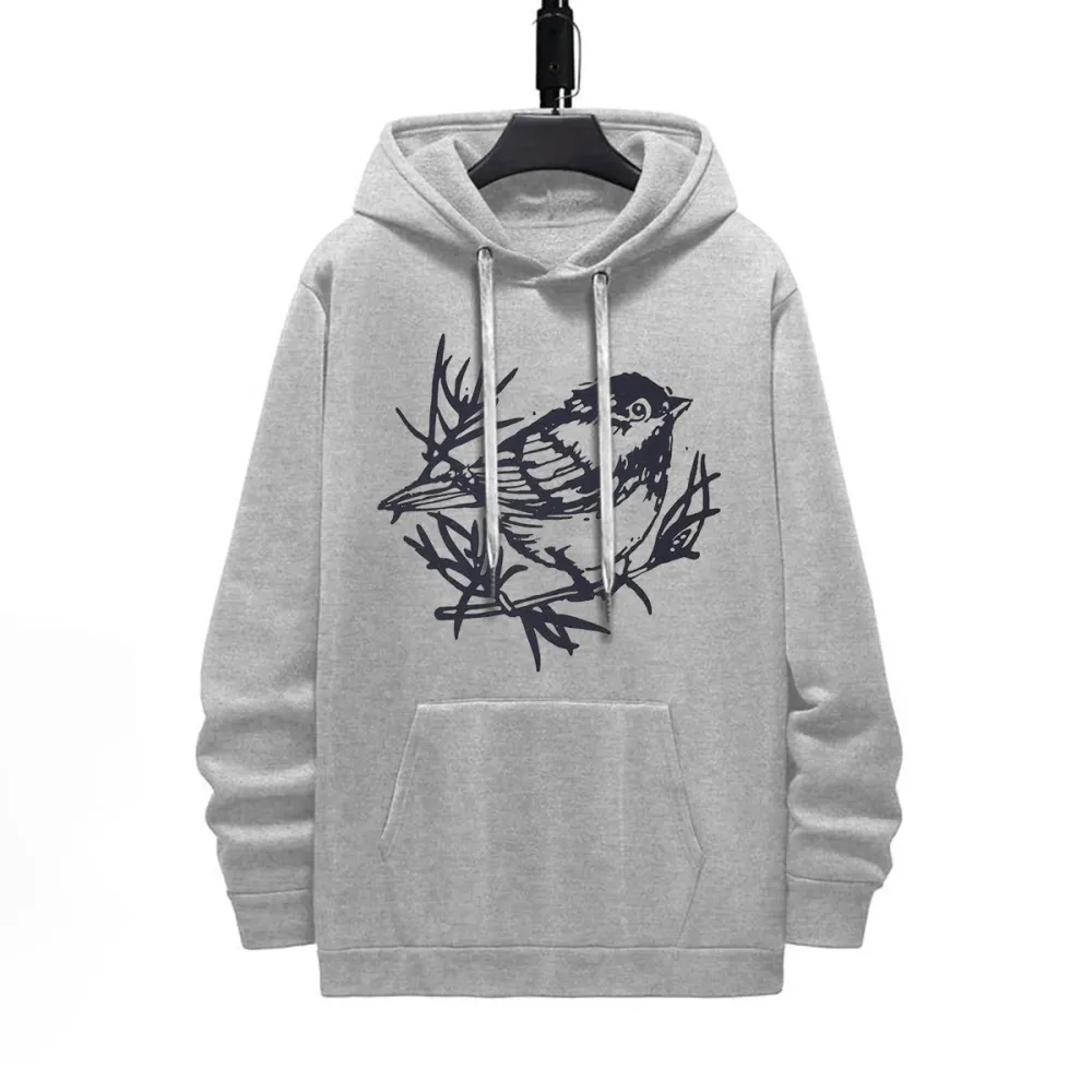 CUTE LITTLE BIRD PATTERN PRINTED HOODIE