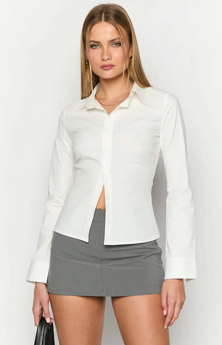 Helen White Fitted Long Sleeve Shirt