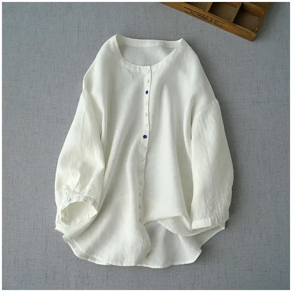 Japanese style loose cropped sleeve shirt