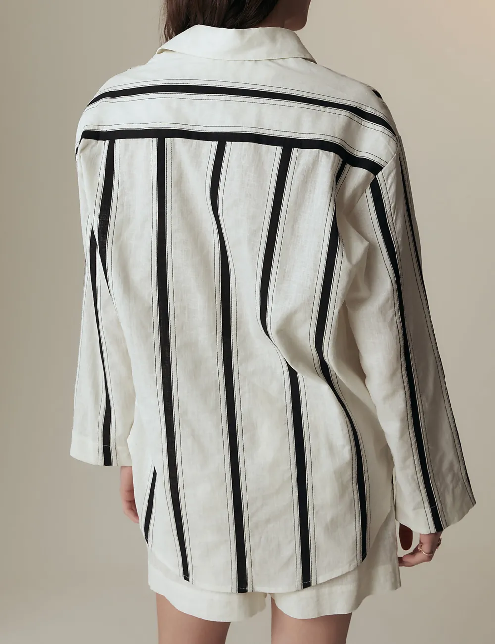 Linen Rich Striped Collared Shirt