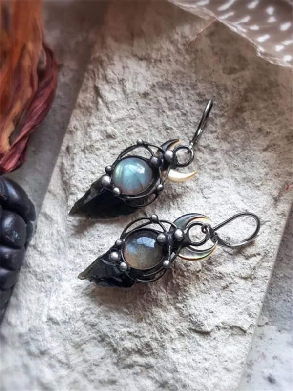 Vintage Witch Inspired Natural Stone Earrings