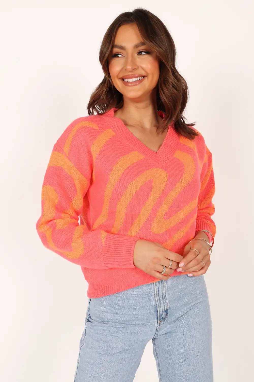 Rosalee Pattern Knit Sweater - Pink