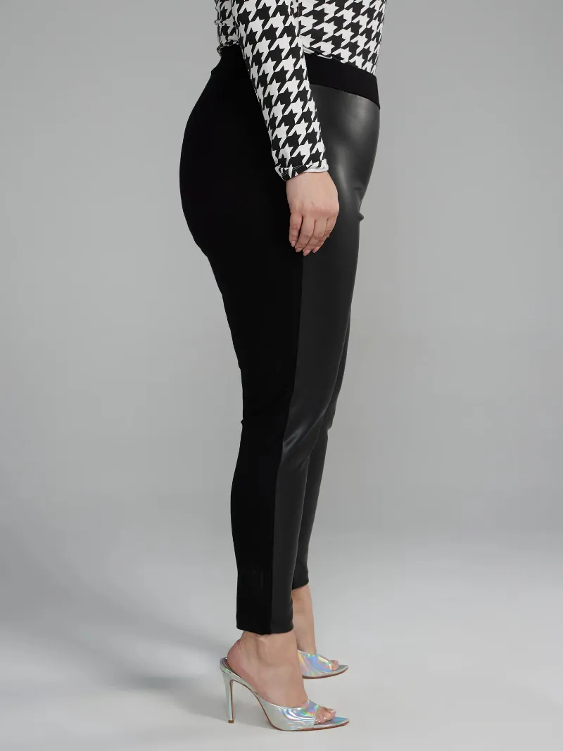 Side Button Detail Ponte Knit Leggings