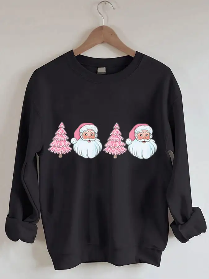 Women's   Tree Santa Print Sweatshirt