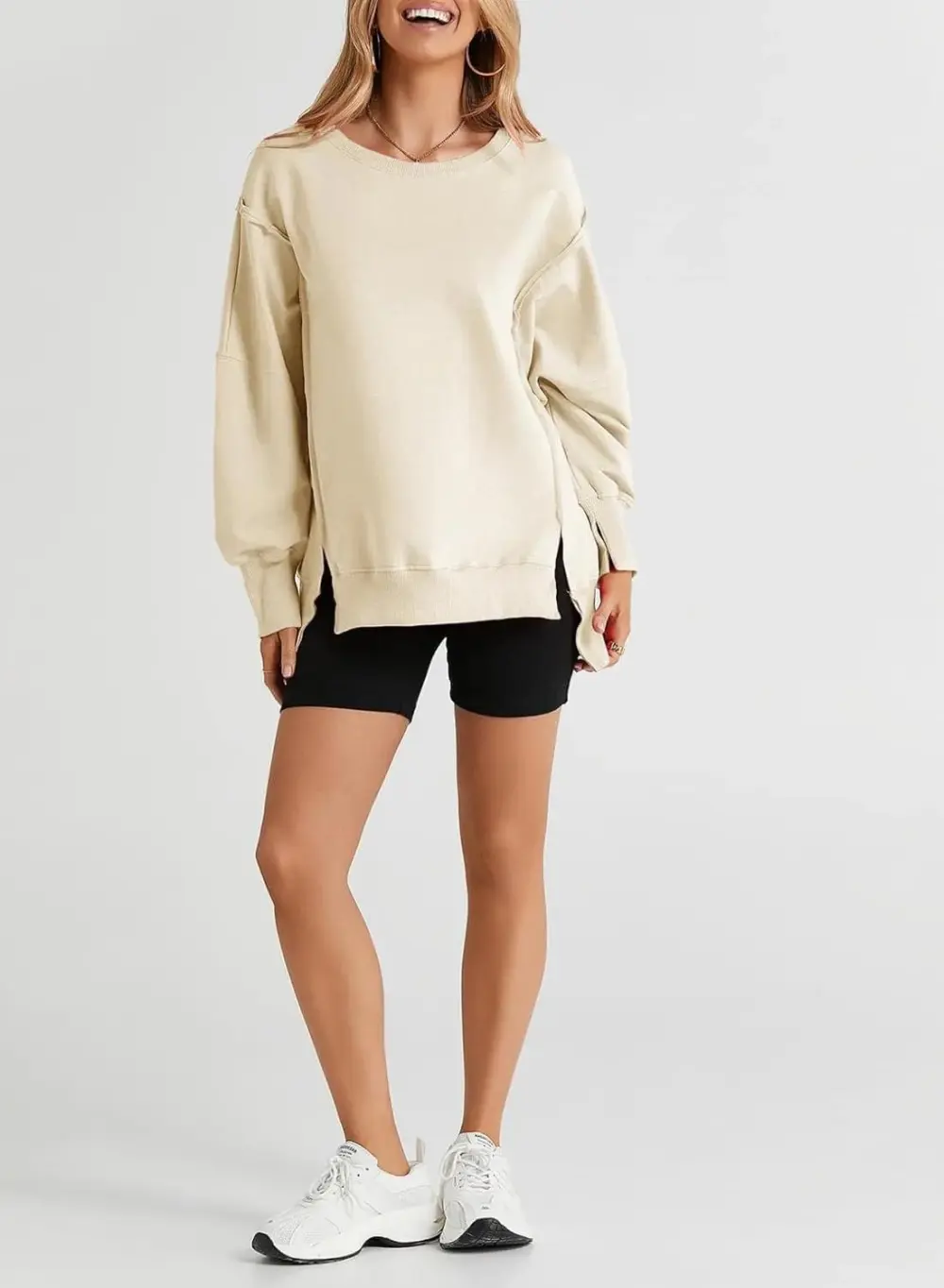 Oversized Reverse Seam Sweatshirt Long Sleeve Crewneck Pullover