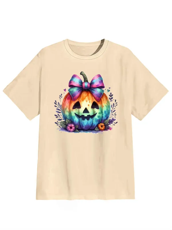 Tie-dye Pumpkin Halloween graphic T-shirt