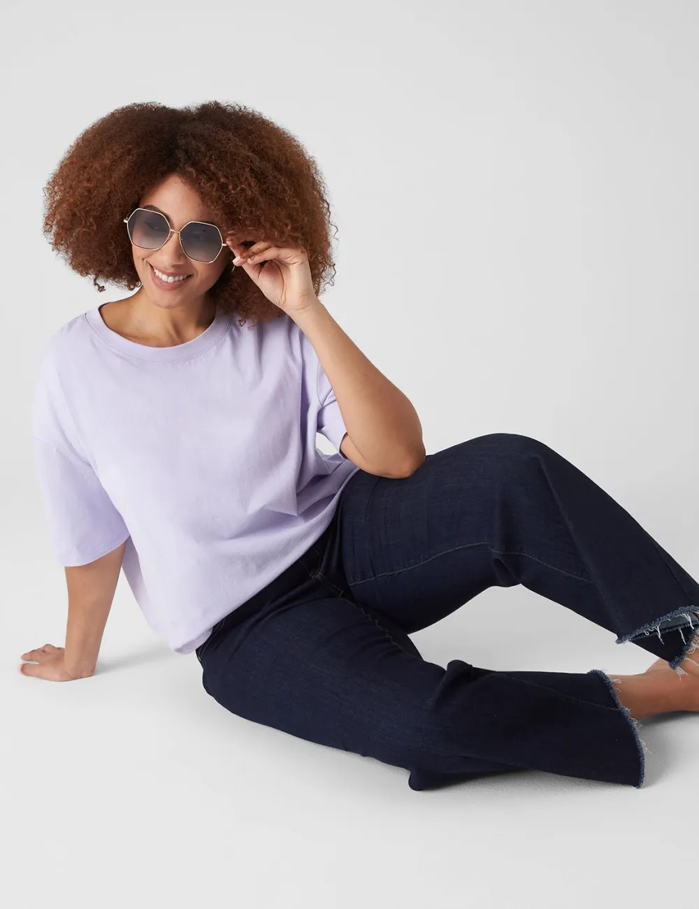 Relaxed Crop Elbow-Sleeve Crew-Neck Tee