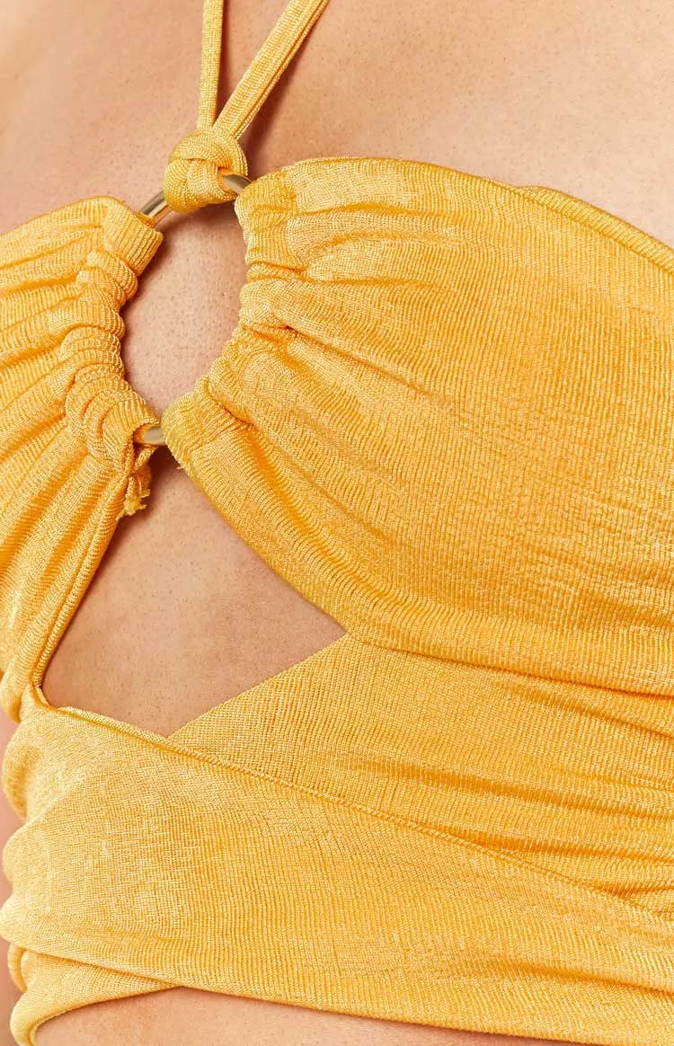 Marleigh Yellow Ring Halter Top