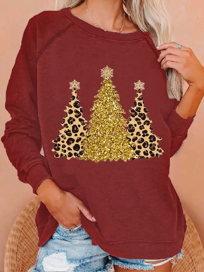 Women's Leopard   Tree Print Sweatshirt