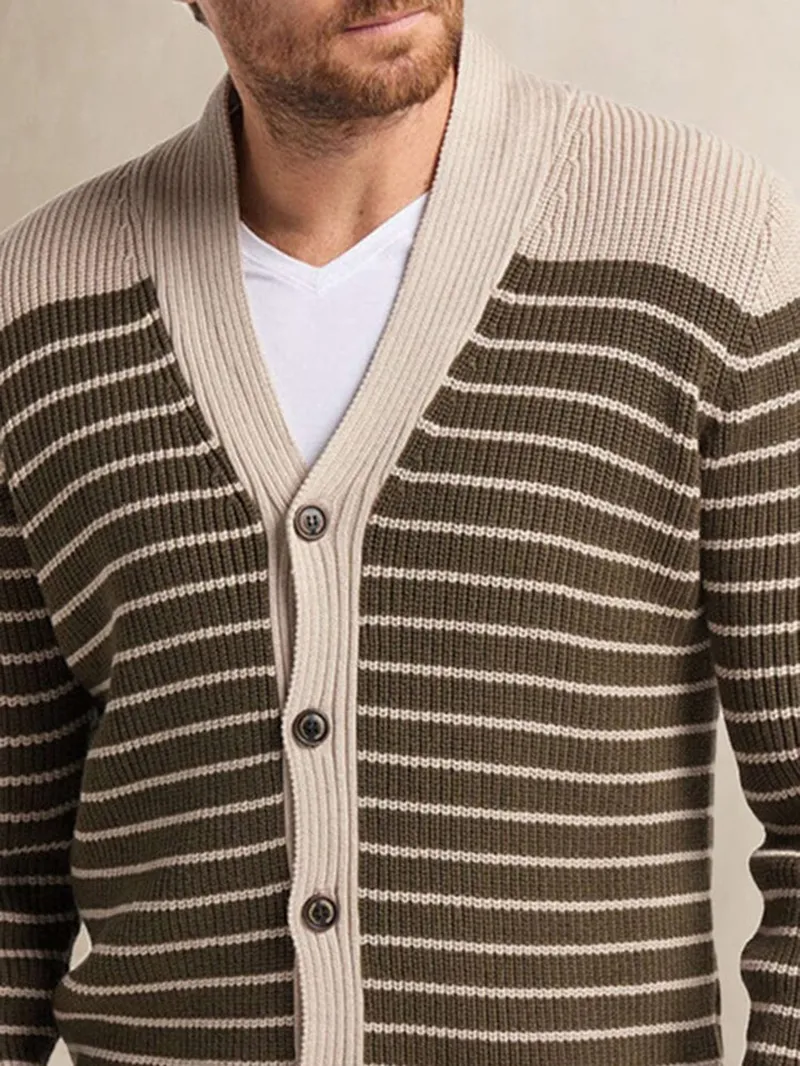 Casual Stripe Knit Cardigan