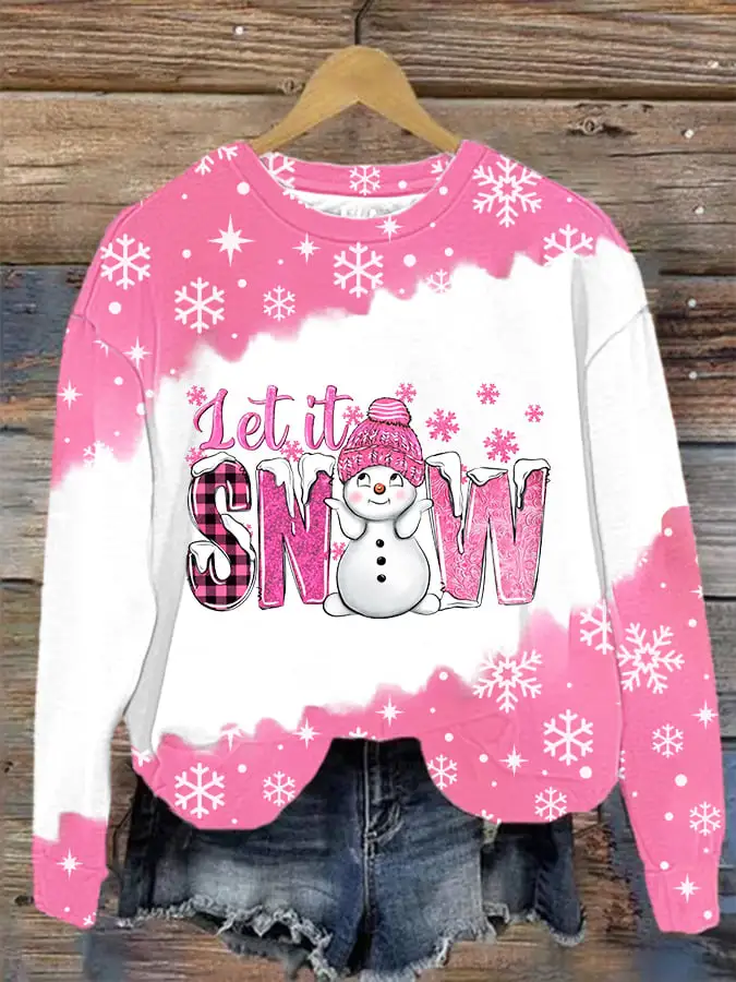 Women's Christmas Let It Snow snowflake print sweatshirt