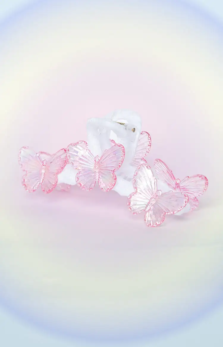 Pink Iridescent Butterfly Claw Clip