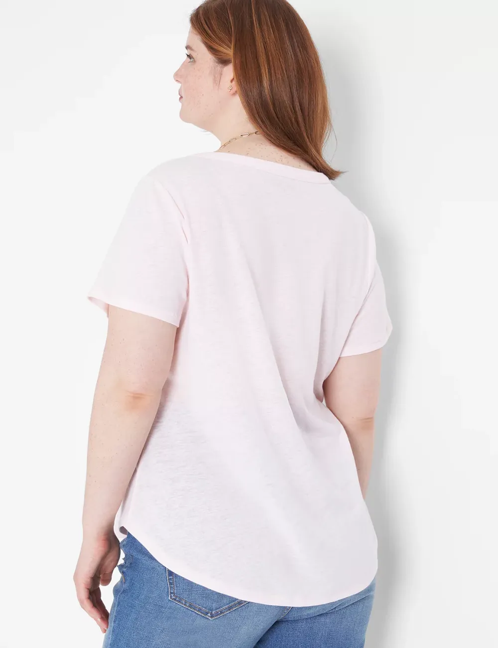 Short-Sleeve Deep V-Neck Linen Tee