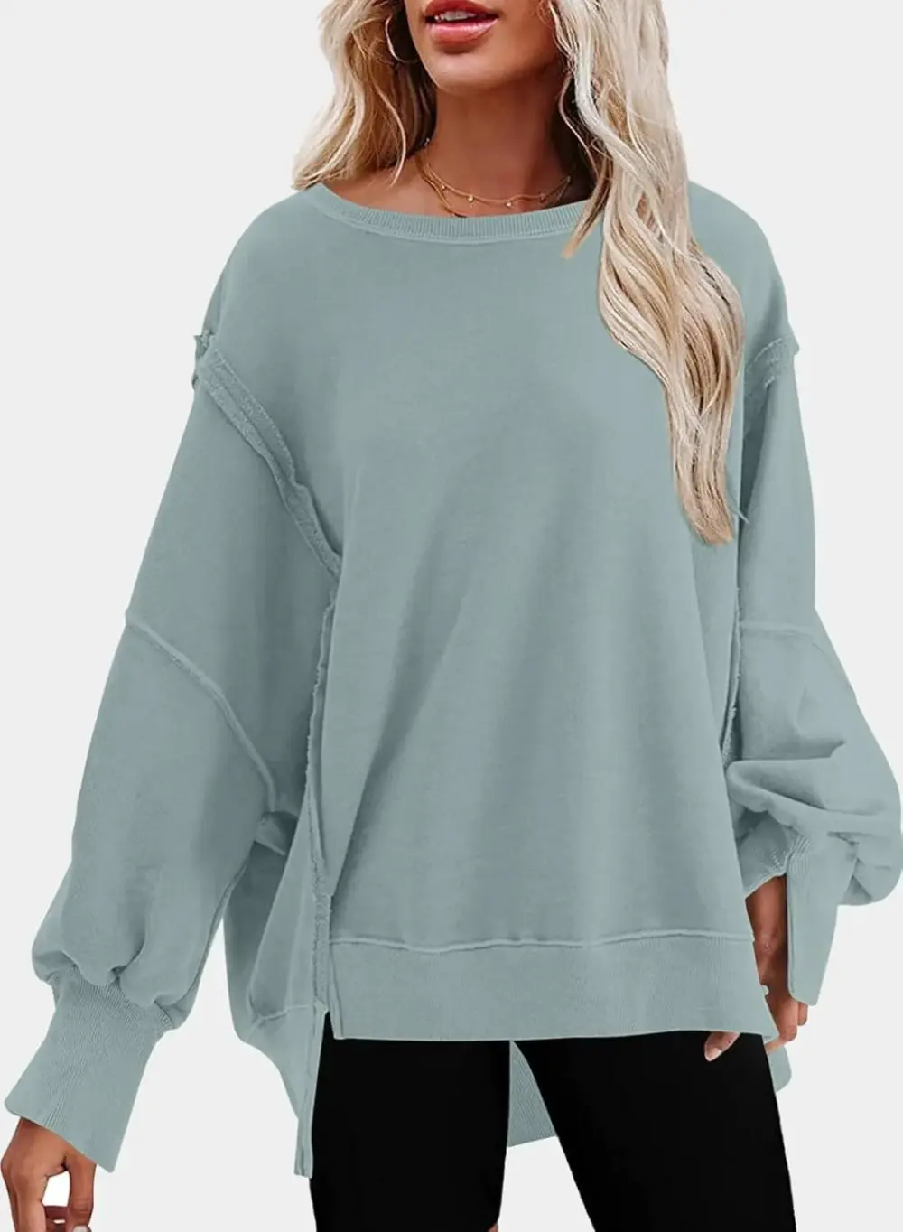 Oversized Reverse Seam Sweatshirt Long Sleeve Crewneck Pullover