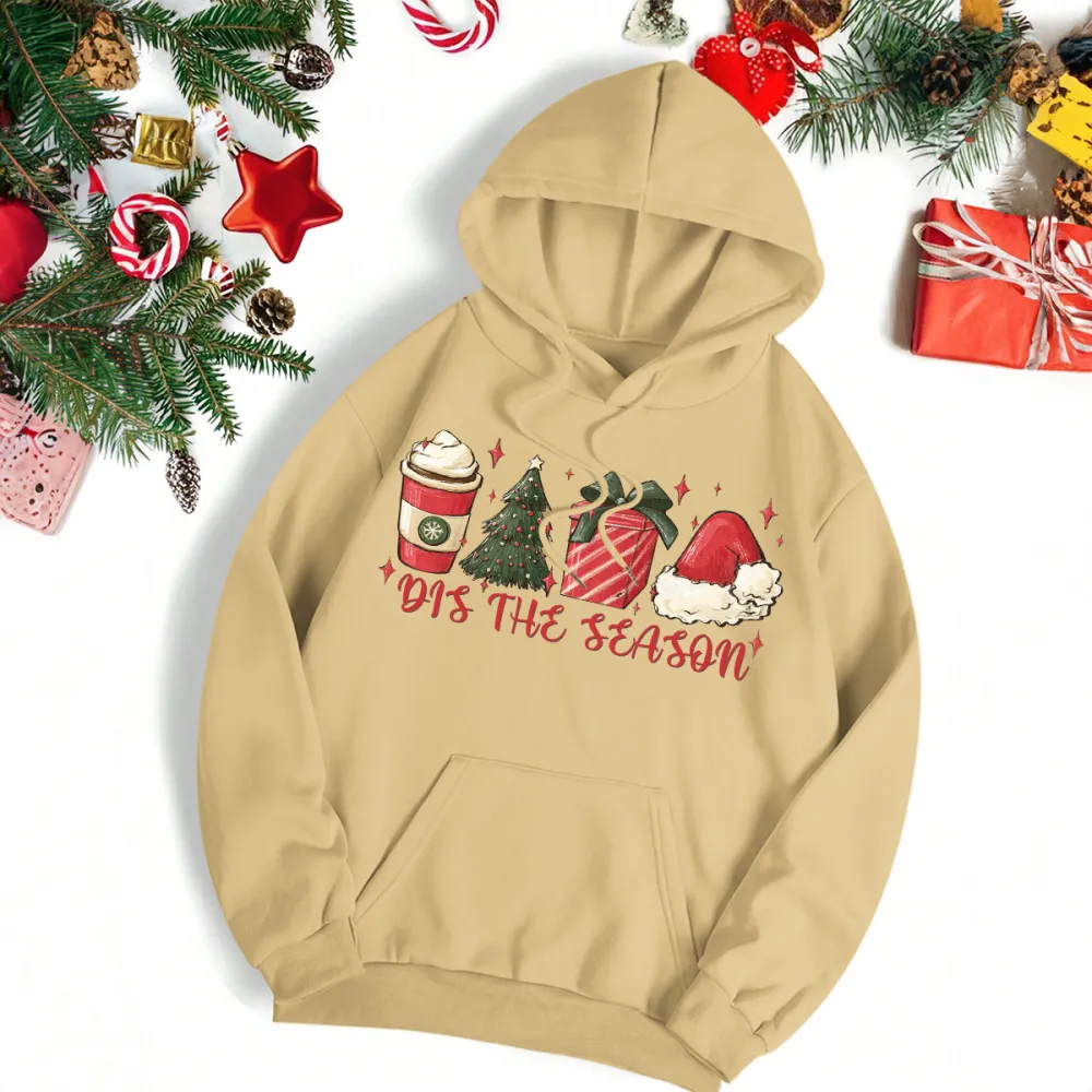 DIS THE CHRISTMAS SEASON DESIGNED PATTERN PRINTED HOODIE