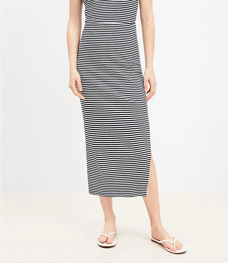 Stripe Ribbed Column Skirt