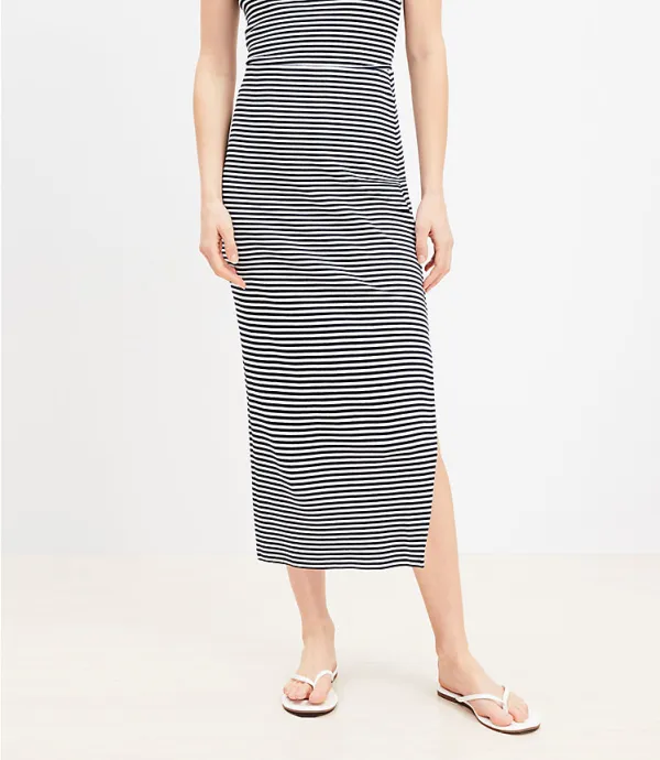 Stripe Ribbed Column Skirt