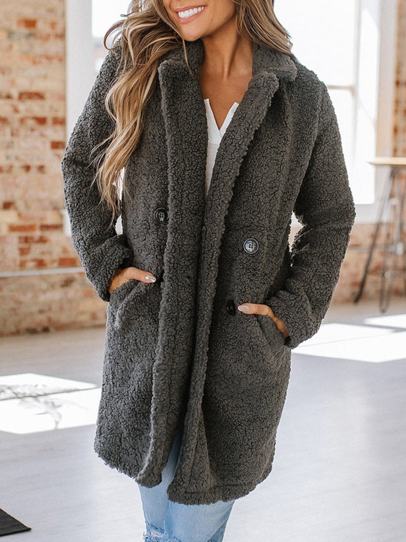 Grey Casual Elegant Sweater Jacket Coat