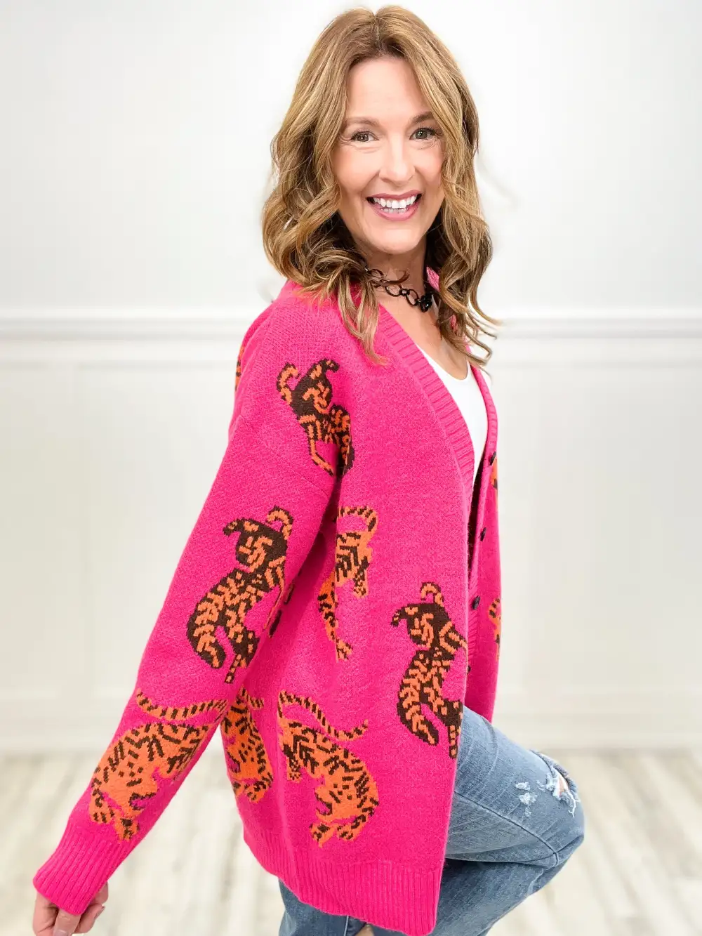 Animal Print Long Sleeve Cardigan