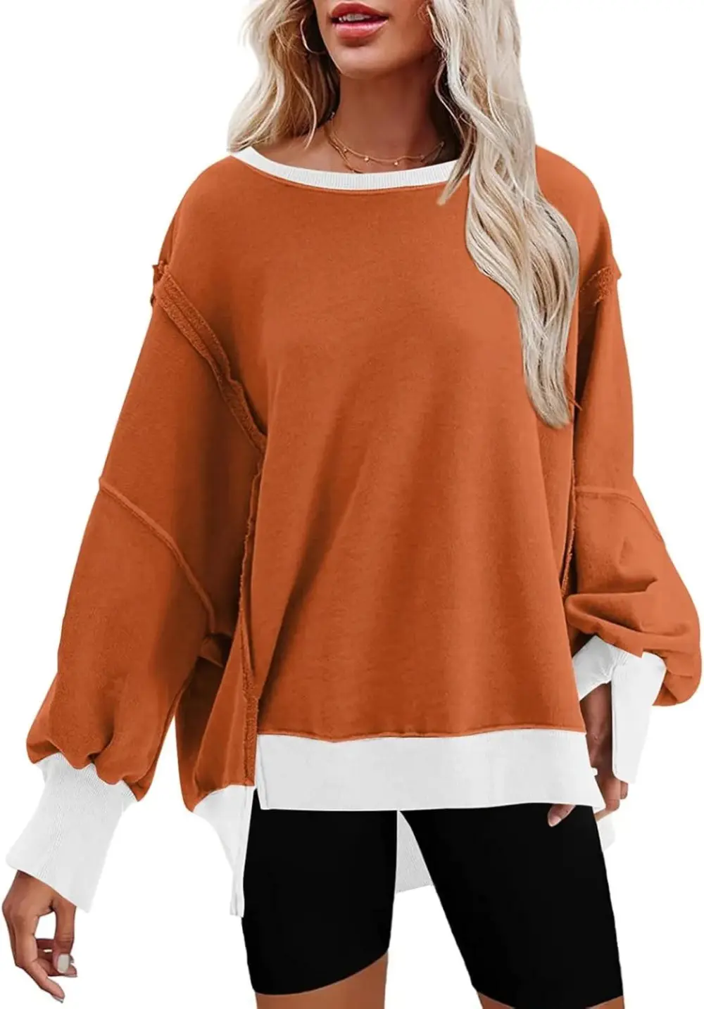 Oversized Reverse Seam Sweatshirt Long Sleeve Crewneck Pullover