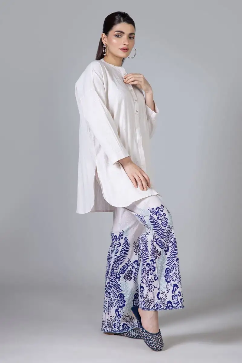 2 Piece | Kurta & Pants | Color white and purple