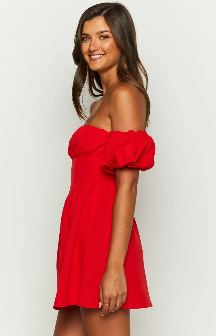 Love Lost Off The Shoulder Red Mini Dress