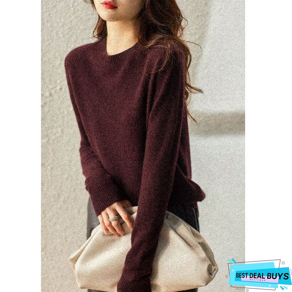 Loose Round Neck Pullover with Thin Knitted Bottoming Shirt