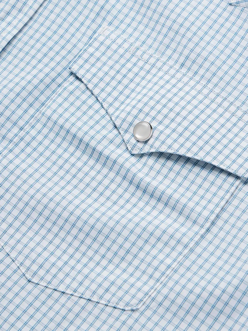 Blue Two Stripe Check Western Shirt