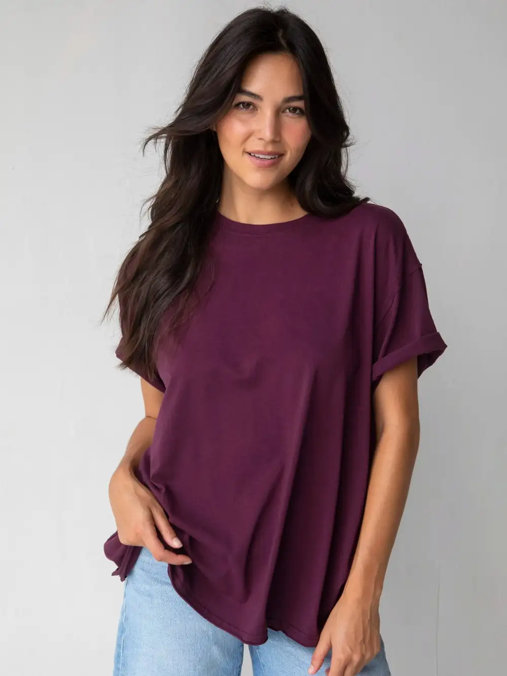 Take It In Cotton Tee - Cranberry