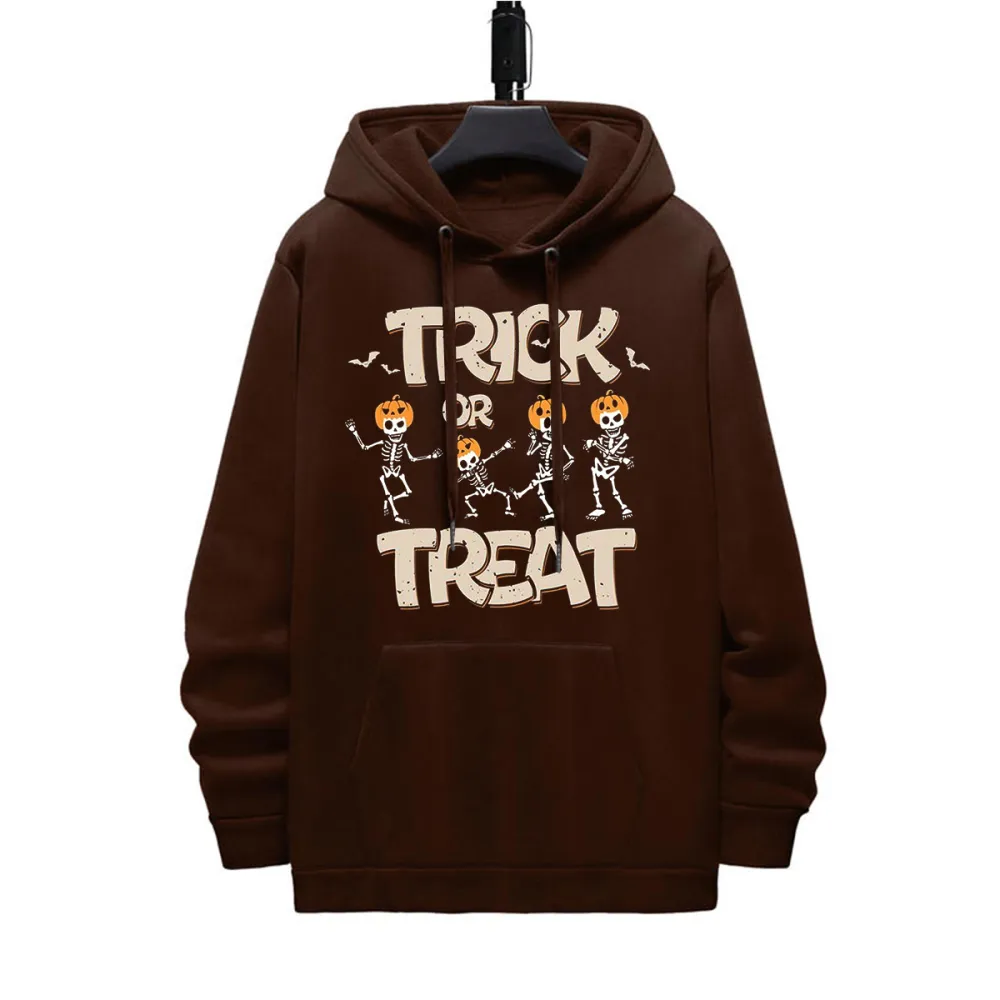 TRICK OR TREAT HALLOWEEN PATTERN PRINTED HOODIE