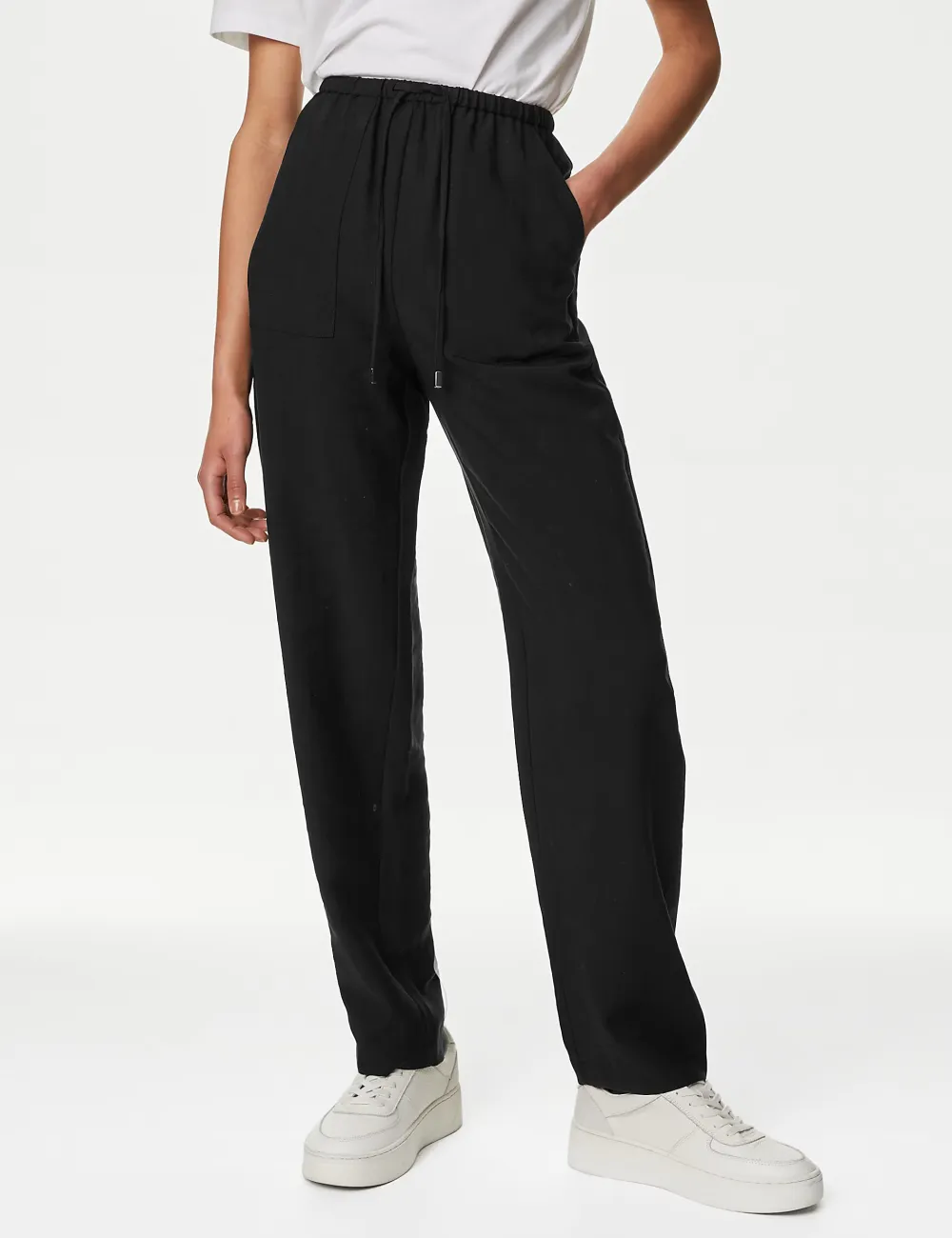 Black Casual Slight Stretch Pants