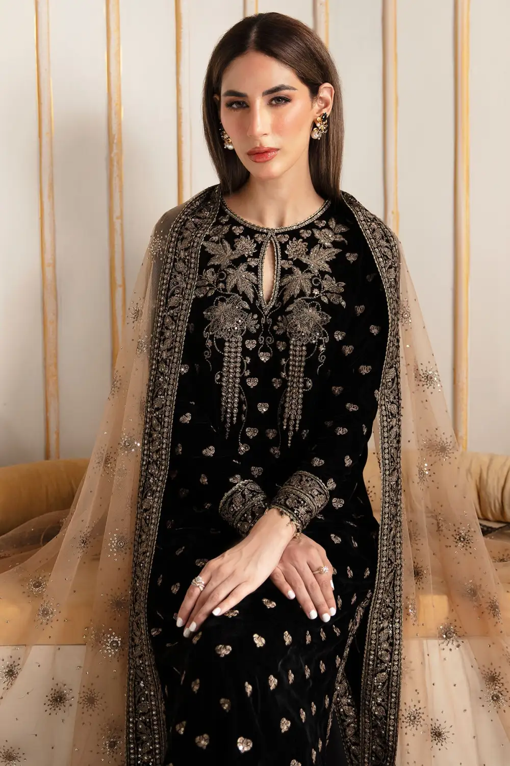 Embroidered Velvet Formal Sets