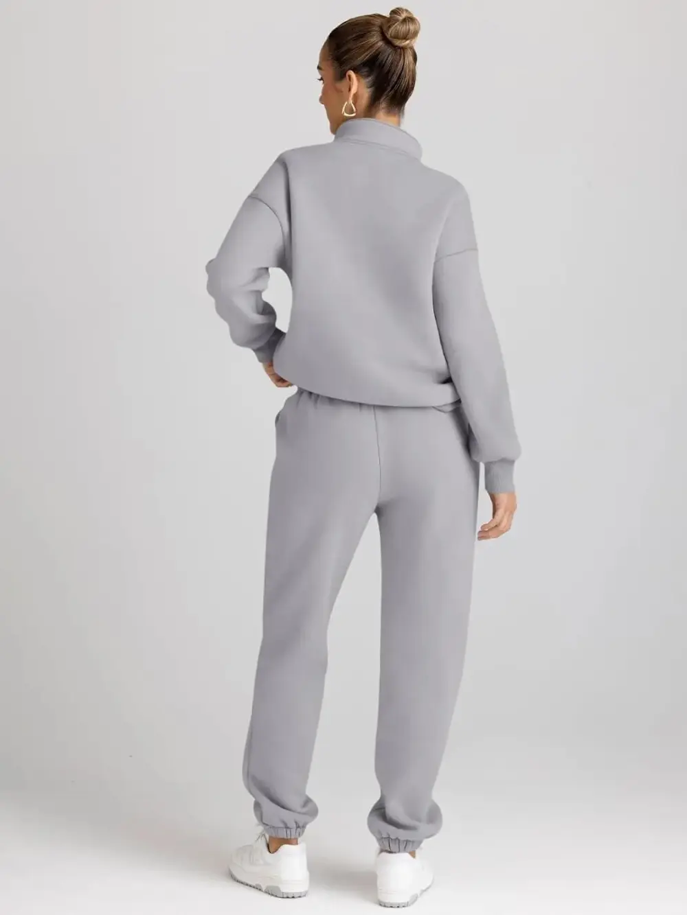 2 Piece Sweatsuits Long Sleeve Half Zip Pullover and Baggy Sweatpants