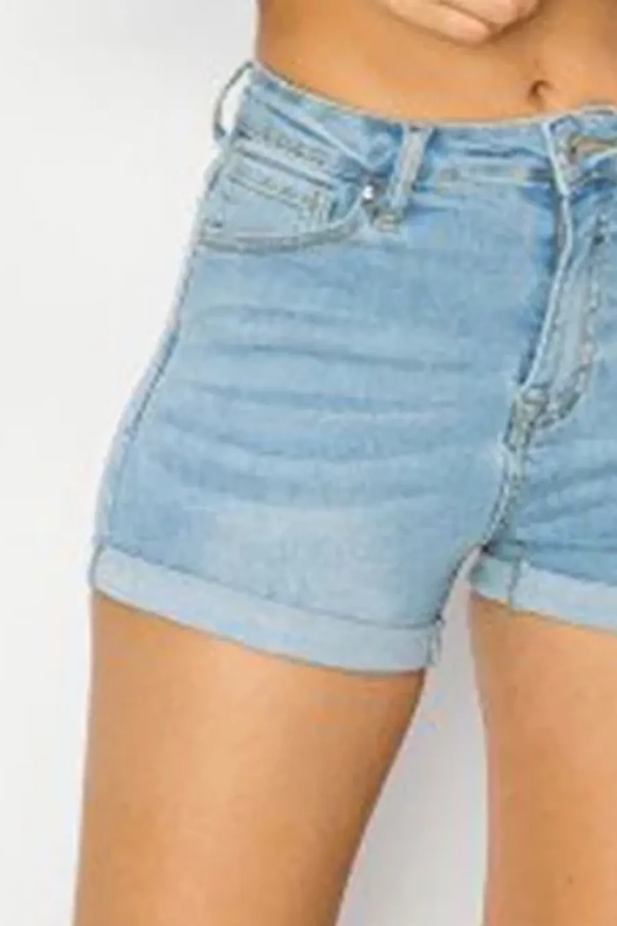 WAXJEAN Basic Denim Shorts With Rolled Cuff