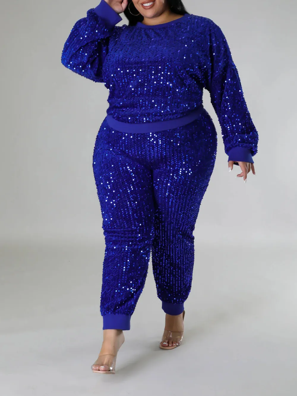 Plus Size Women'S Fashion Sequin Suit