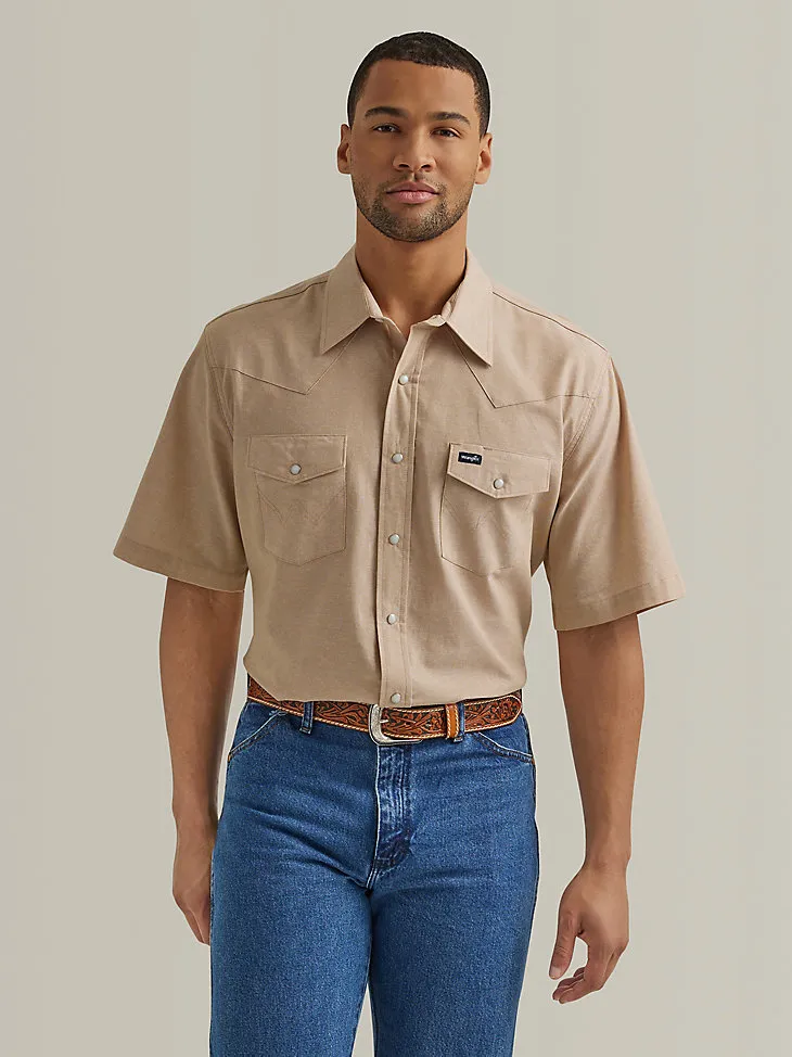 COWBOY CUT® SHORT SLEEVE CLASSIC WORK WESTERN WORKSHIRT IN KHAKI