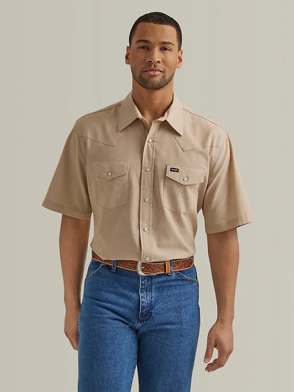 COWBOY CUT® SHORT SLEEVE CLASSIC WORK WESTERN WORKSHIRT IN KHAKI