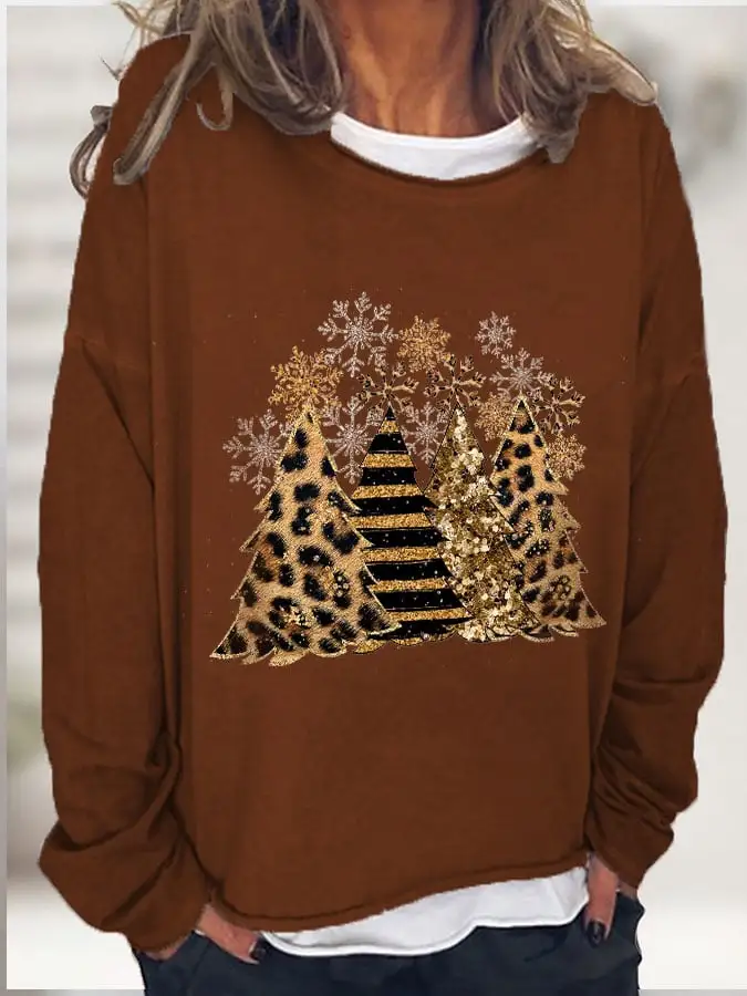 Women's Leopard   Tree Print Long Sleeve T-Shirt