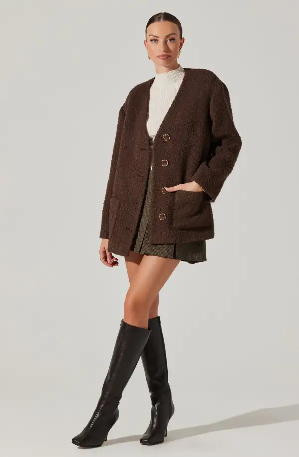 Maidy Boucle V-Neck Coat