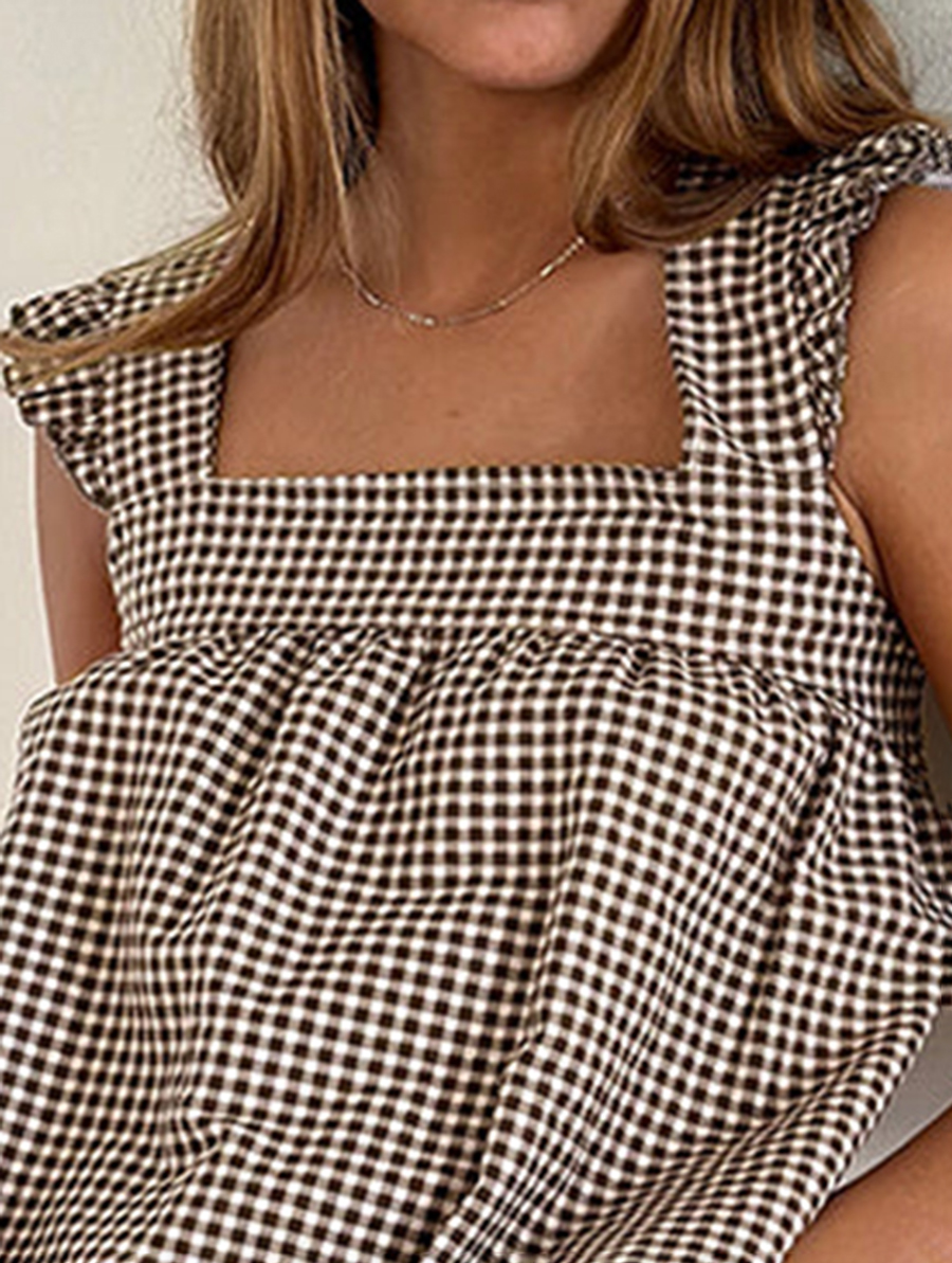 Sanaly Mini Dress In Mini Gingham Brown