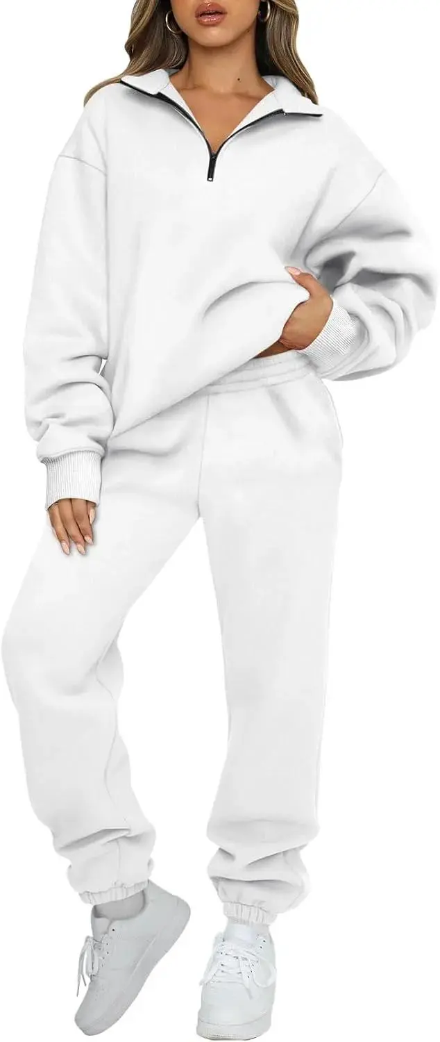 2 Piece Sweatsuits Long Sleeve Half Zip Pullover and Baggy Sweatpants