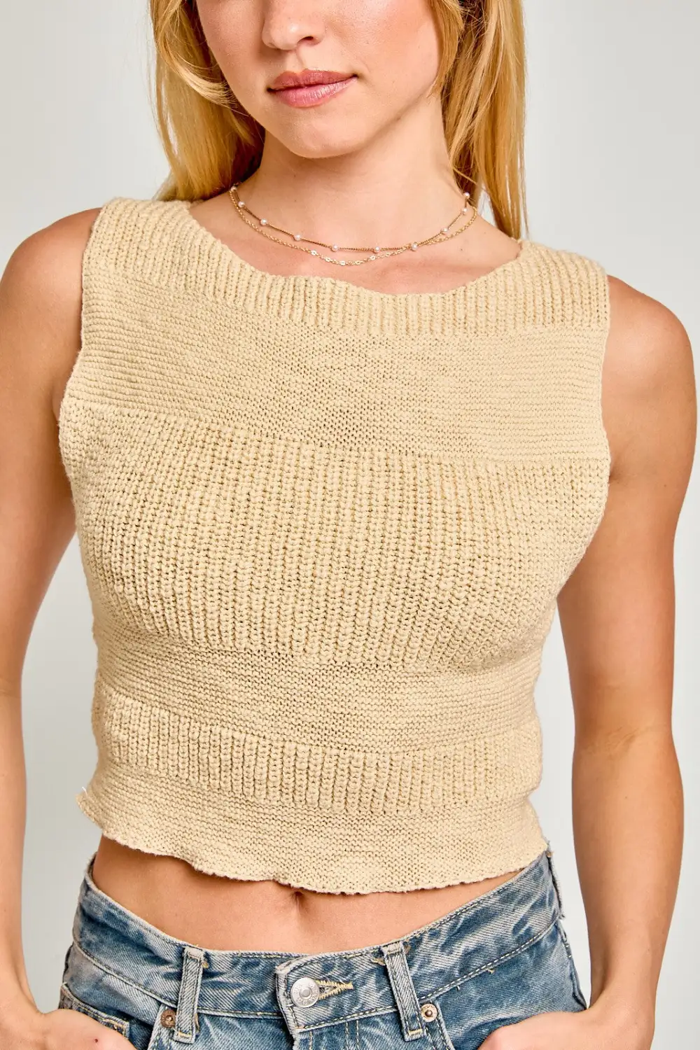 Boat Neck Contrast Sweater Top