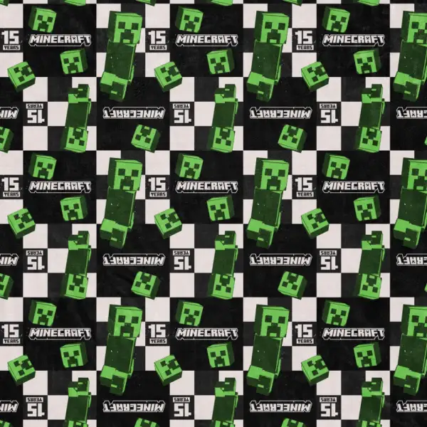 Minecraft 15th Anniversary Checkered Creeper Sherpa Blanket